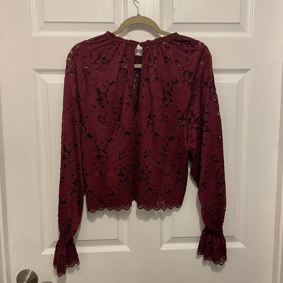 Free People Olivia Lace Balloon Sleeves Top - Picture 2 of 7
